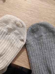 My socks always wear out on my big toe, and this time instead of throwing it away - I tried mending them! 