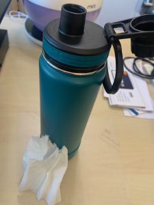 I use water bottle instead of plastic bottle. Each time I use half of a tissue paper whenever possible.