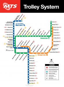 I studied the San Diego Trolley Map (one of the few public transport options in the city) and found a number of places that I frequent that I can get to on the trolley. The challenge will be getting to a nearby station from my home - I could either bike or drive (park and ride).