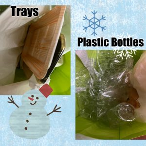 I collect plastic bottles and trays at home and submit them for recycling each time I go shopping, as the supermarket I frequent has a recycling program in place for these items.